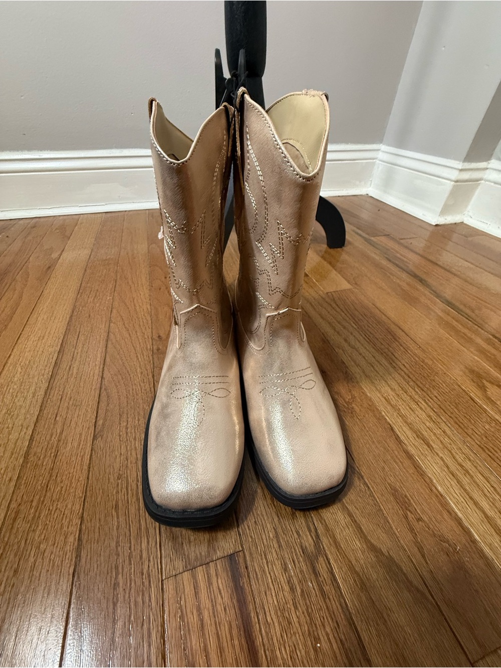 Girls Metallic Rose Gold Western Boots